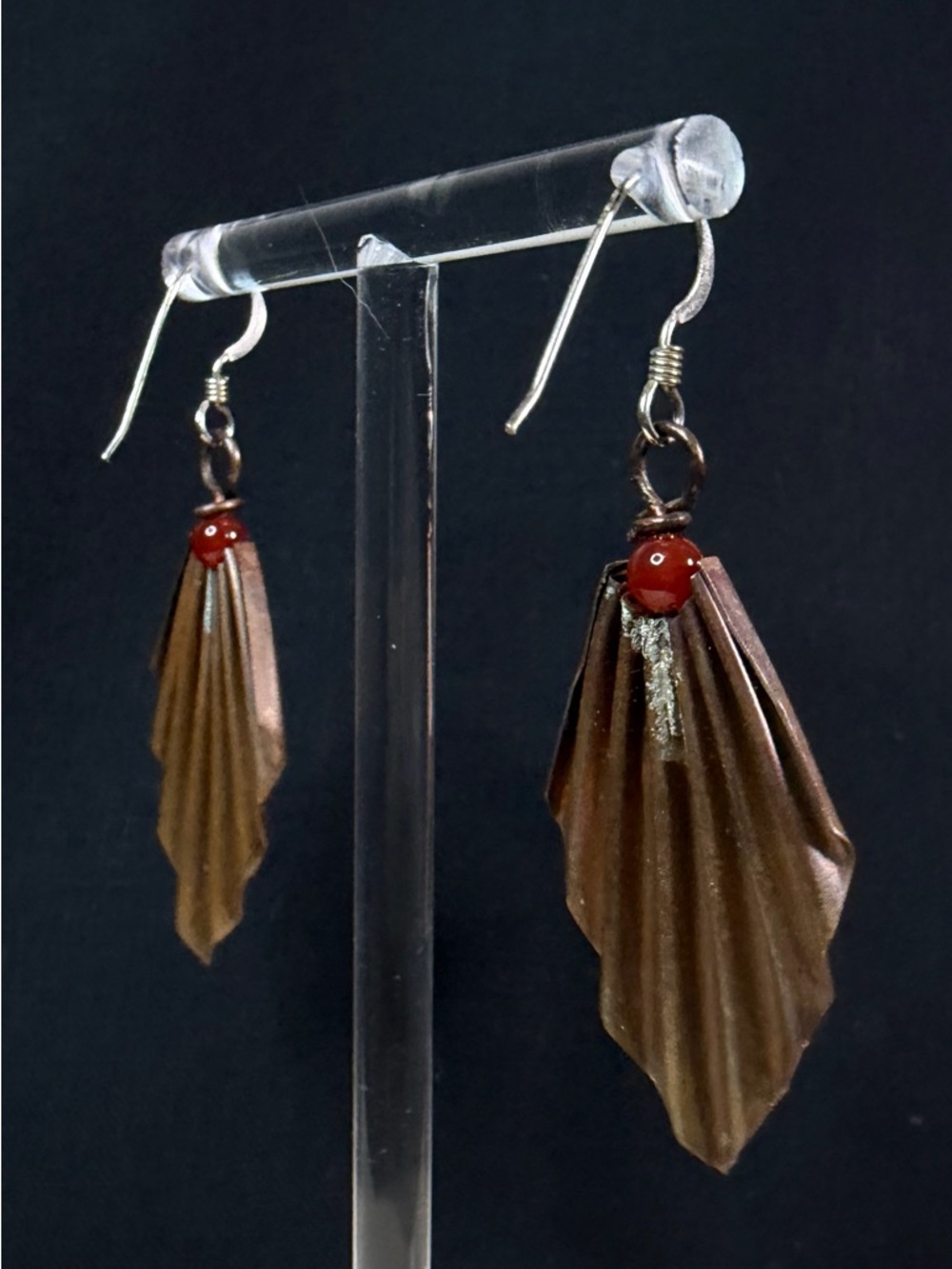 Sterling Silver and Copper Artisan Hand Crafted Dangle Earrings - Picture 8 of 9